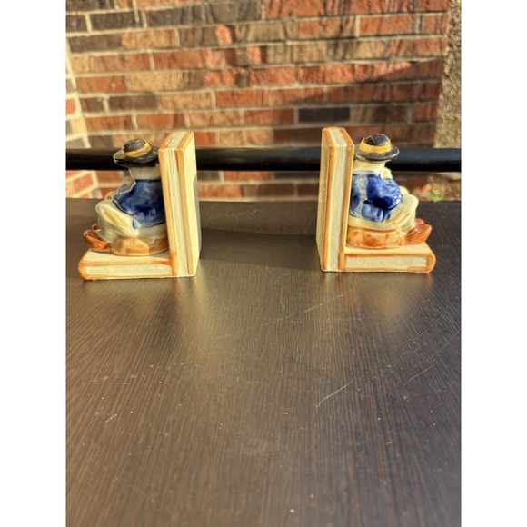 Vintage Ceramic Pair Bookends Seated Man on Books w/ pipe Figurine 50s Japan - Picture 4 of 6